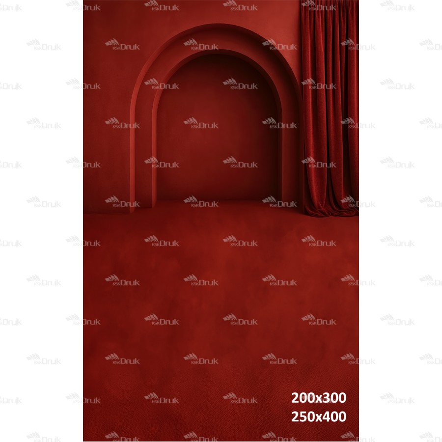 Tło fotograficzne artystyczne – czerwony łuk z kotarą | 3693